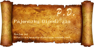 Pajenszky Dionízia névjegykártya